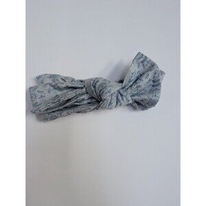 Kate Quinn Bamboo Blue Cornflower Folk Floral Bow Headband Medium